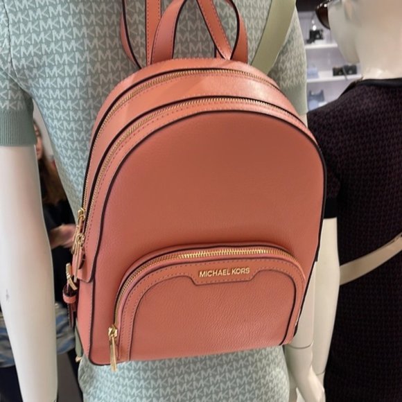 Michael Kors Jaycee Medium Zip PKT Backpack Sherbert Leather - Picture 1 of 13